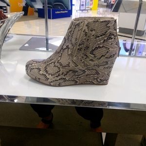 Faux snakeskin booties